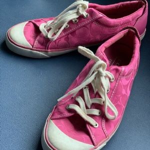 Coach Pink Sneakers, Size 10 Med, Canvas & Leather